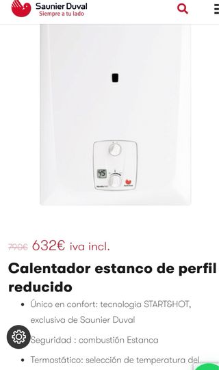 Calentador Saunier Duval Opalia FAST gas natural