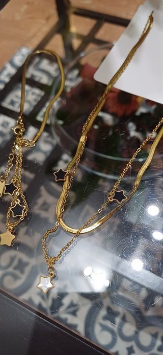 Conjunto Collar y Pulsera Estrellas Doradas