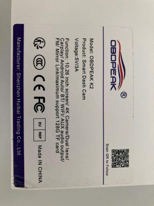 Dash Cam OBDPEAK K2 Smart Carplay