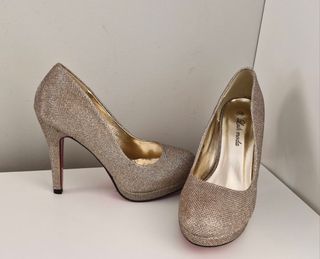 Zapatos de fiesta dorados brillantes talla 39
