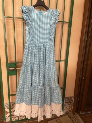 Traje Flamenca Azul y Blanco Talla 36/38
