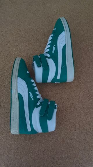 Zapatillas Puma altas verdes y blancas