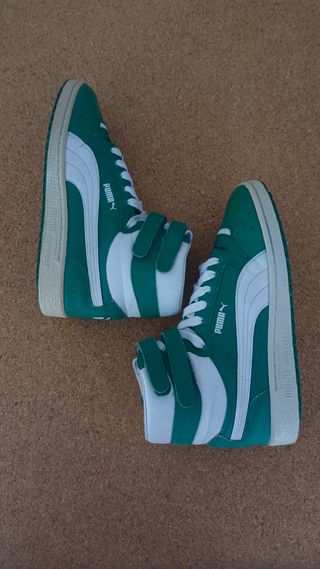 Zapatillas Puma altas verdes y blancas