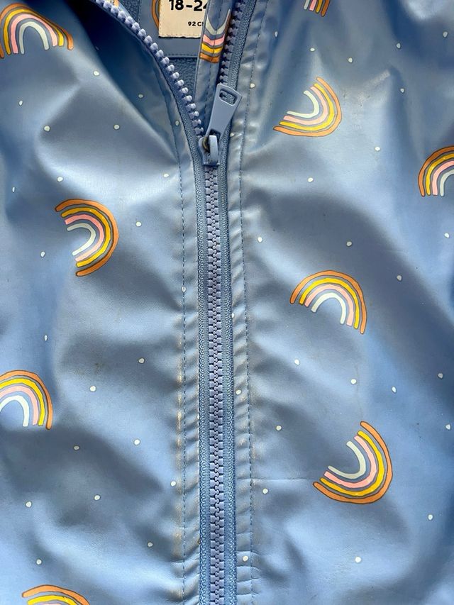 Chaqueta niña azul con arcoíris