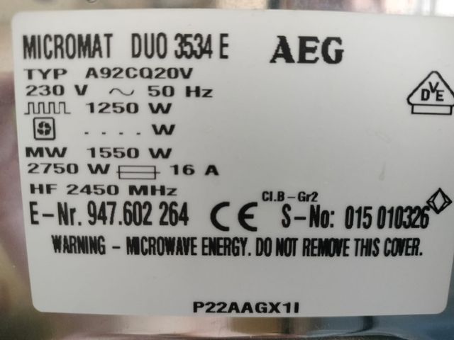 Microondas AEG Micromat Duo Crunch para piezas