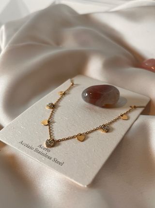 Collar Corazones Acero Inoxidable Dorado