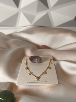 Collar Corazones Acero Inoxidable Dorado