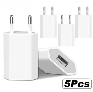 Pack 5 Clavijas USB Cargador Blanco