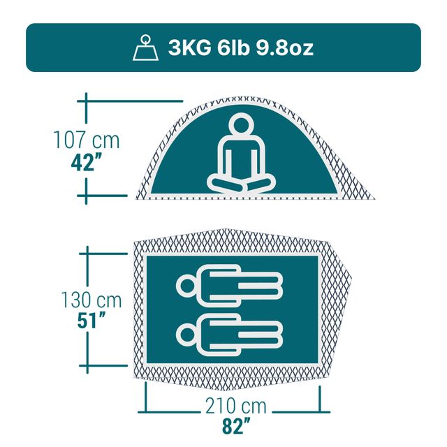 Tienda de campaña 2 personas Quechua MH100 F&B