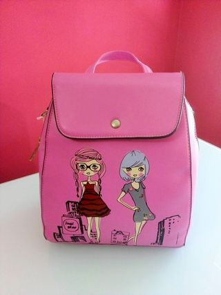 PRECIOSA MOCHILA DE DISEÑO ESTAMPADO MUÑECAS NUEVA