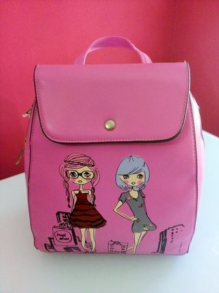 PRECIOSA MOCHILA DE DISEÑO ESTAMPADO MUÑECAS NUEVA