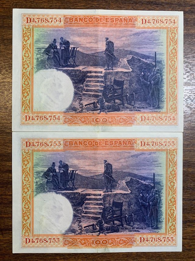 2 BILLETES 100 PTS 1928