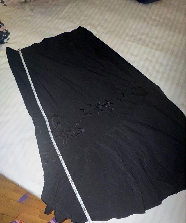 Falda larga negra brillante talla XXL