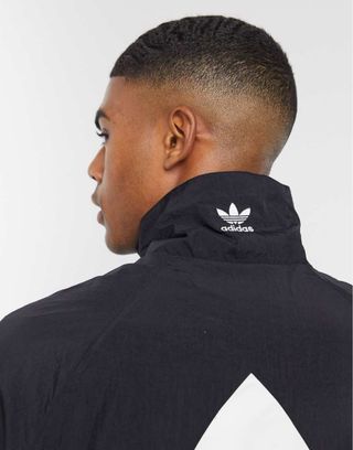 Cortavientos Adidas Big Trefoil Negro/Blanco