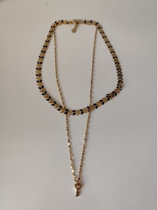 Collar de acero dorado y negro