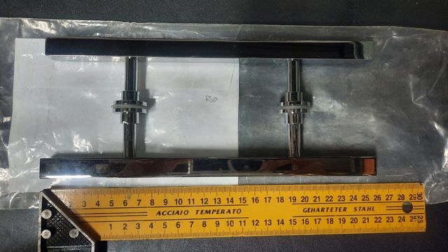 Juego tiradores inox puerta cristal o mampara