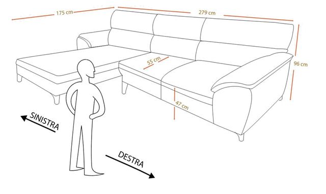 Divano letto angolare sinistro 3/4 posti