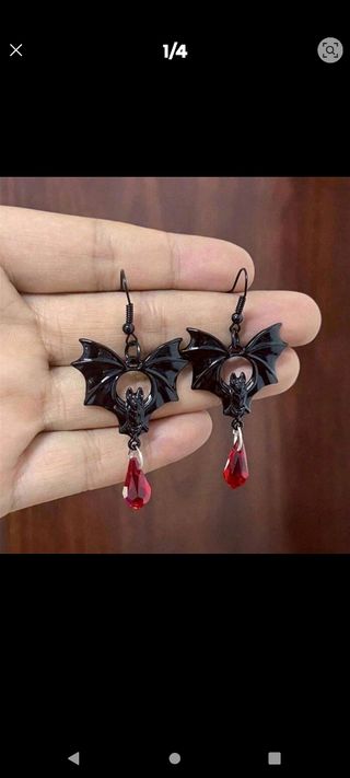 Gargantilla gótica corazón murciélago + pendientes