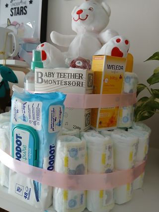Tarta de pañales deluxe para bebé