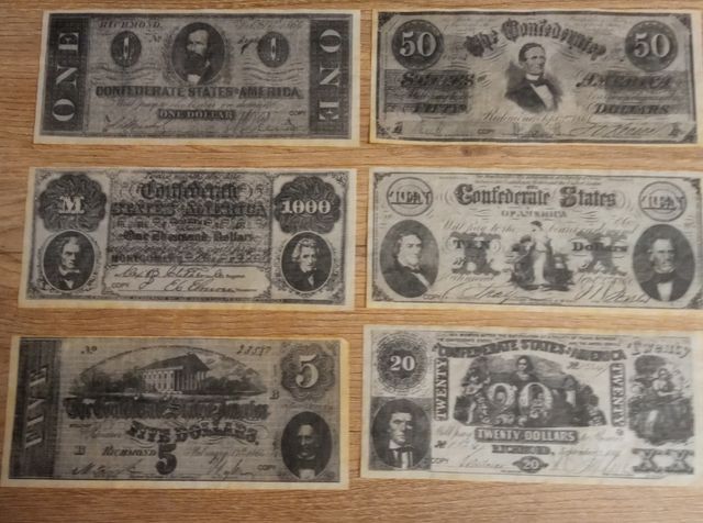 Lote 6 Billetes Confederados Históricos
