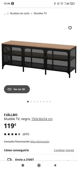 Mueble TV Fjällbo IKEA Negro Metal