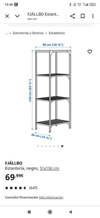 Mueble TV Fjällbo IKEA Negro Metal