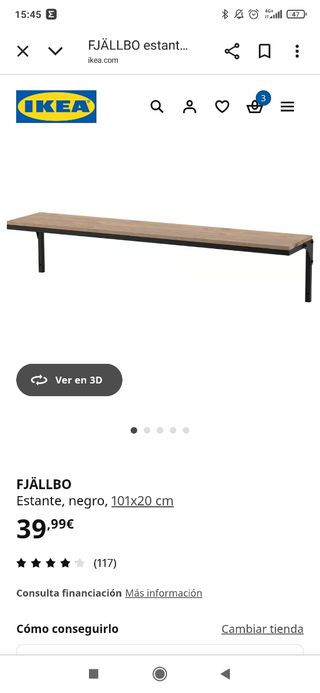 Mueble TV Fjällbo IKEA Negro Metal