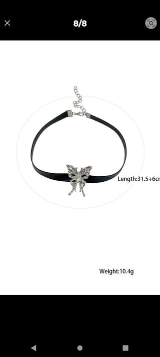 Gargantilla negra con mariposa plateada