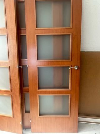 Puertas madera maciza con cristal (5) y lisas (2)