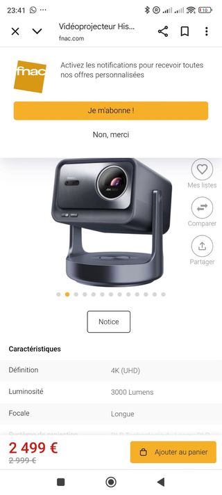 Proyector Hisense Smart Mini C2 Pro Plata