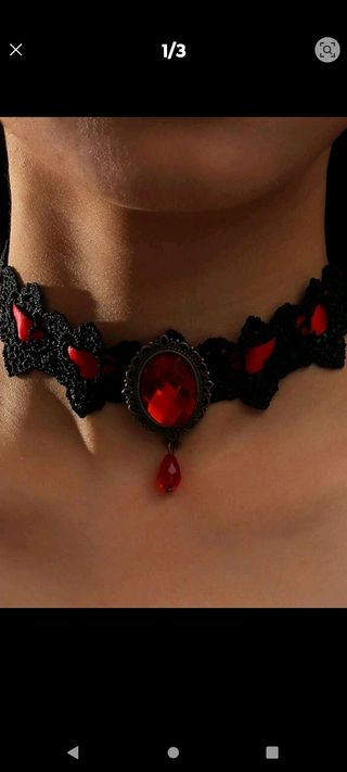 Gargantilla Gótica Negra y Roja