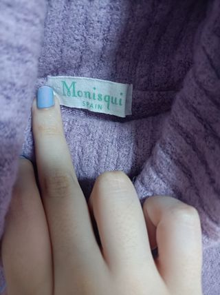 Jersey Morado Lavanda Cuello Alto Bolsillos