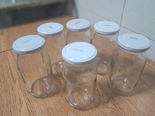 6 tarros cristal con tapa blanca, capacidad 450 mL