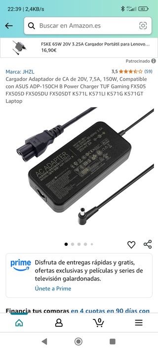 Cargador jhzl 20V 7.5A Portátil