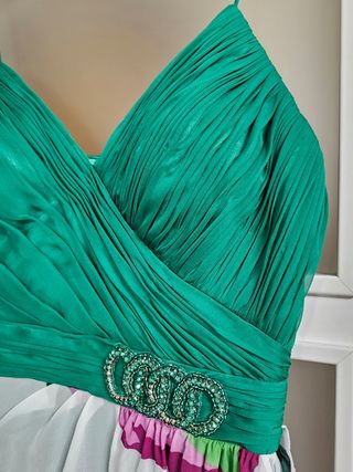 Vestido Vertice Gala verde y multicolor