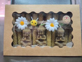 24 Velas Cera Abejas + 3 Budas