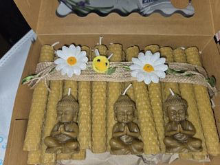 24 Velas Cera Abejas + 3 Budas