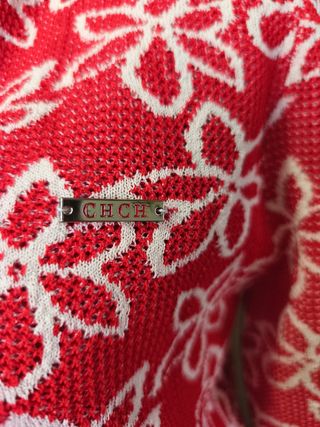 Conjunto de punto mujer rojo y blanco CH
