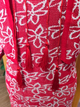 Conjunto de punto mujer rojo y blanco CH