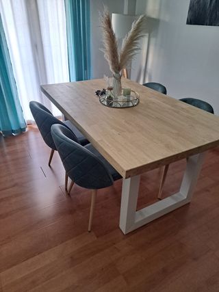Mesa Comedor Madera 160x100 + 4 Sillas