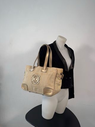 Bolso Loewe Beige y Dorado Vintage