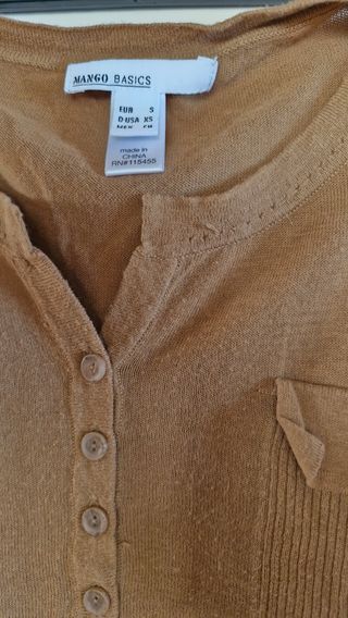 Jersey Mango Marrón Botones Bolsillos