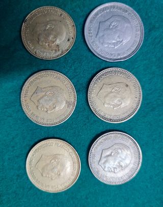 Monedas 1 PTA y 5 PTAS Francisco Franco