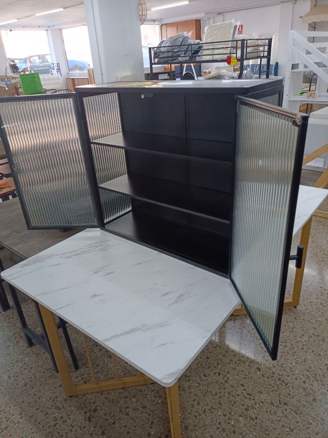 Armario Metálico con Puertas de Cristal