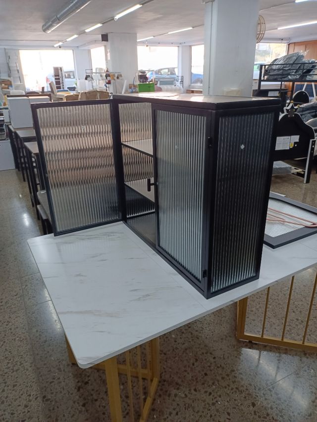 Armario Metálico con Puertas de Cristal