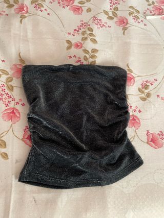 Top brillante gris oscuro