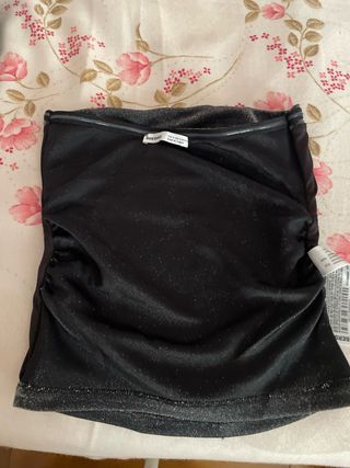 Top brillante gris oscuro
