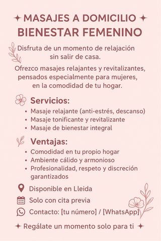 Masajes a domicilio – Bienestar femenino