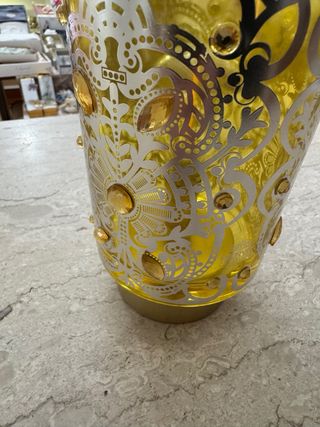 Lampada Hervit in Vetro Dorato Decorata