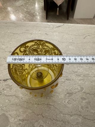 Lampada Hervit in Vetro Dorato Decorata